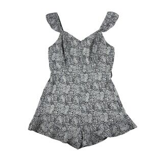 Dalmatian Print Sleeveless Ruffle Strap Romper Mod On Trend  Womens L Feminine